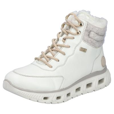 Winterboots RIEKER SPORT, Damen, Gr. 37, weiß (sanftes weiß), Filz, Lederimitat, Schuhe Winterboots, mit gepolsterte Textilinnensohle dank MemoSoft