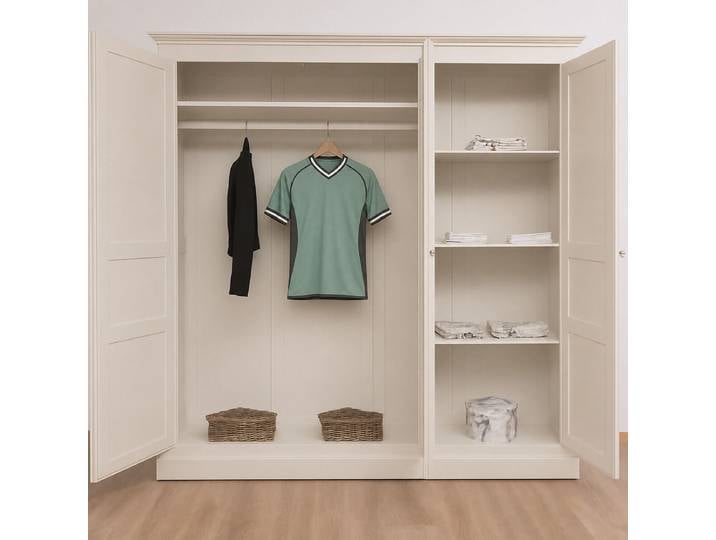 Kleiderschrank im Landhausstil - großer Landhaus-Schrank cremegrau