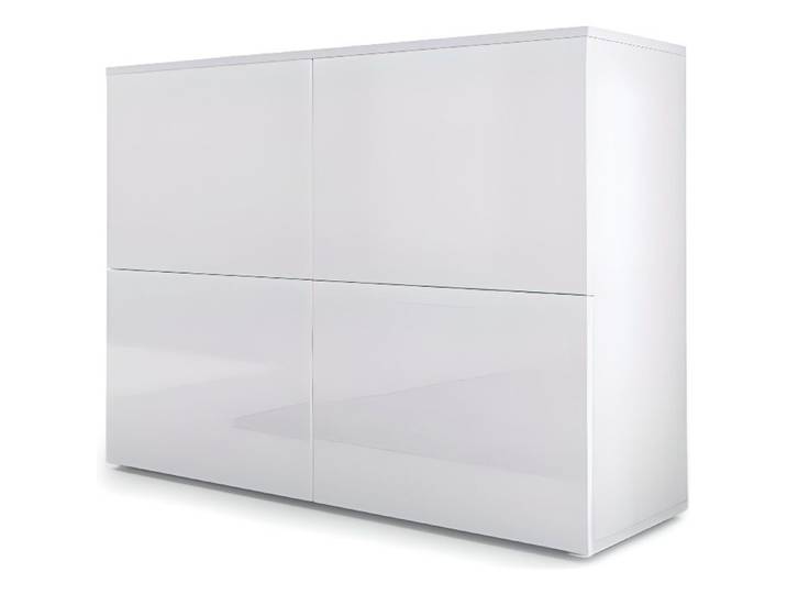 Vladon Commode buffet Rova en Blanc mat - Blanc haute brillance - Blanc haute brillance