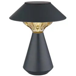 Solarlampe Tischleuchte Außen amber anthrazit LED Gartenlampe Balkonleuchte, Metall Kunststoff, LED 3000K warmweiß, H 23 cm