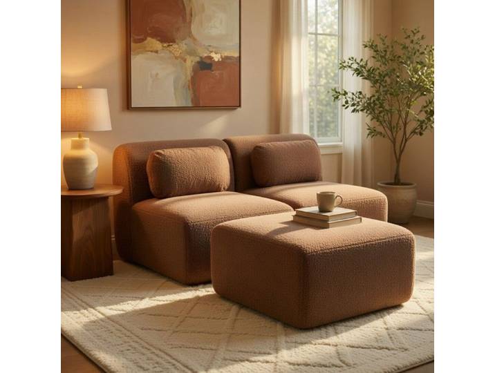 CollaHausse Canapé Modulable Chenille Mousse 30D et Base Antidérapante Camel
