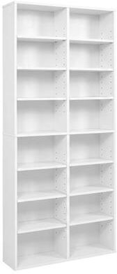 "Costway 16 Compartment CD Storage Unit 54"" Freestanding Open Display Shelf with 12 Removable Shelves-White"