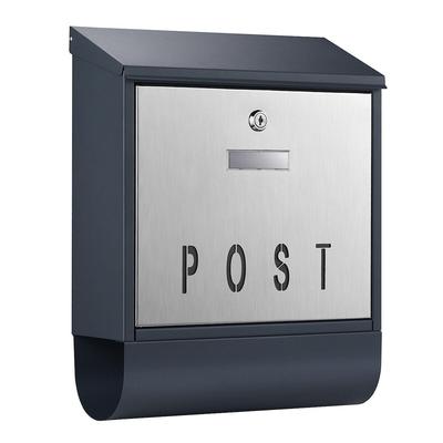 Helloshop26 - Design-Briefkasten/Zeitungshalter/Wandbriefkasten 30 × 39 × 11 cm grau 16_0000112