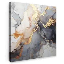 LEINWANDBILD Marmor - Schwarz - Gold - Weiß Deko Wohnzimmer 20x20 cm