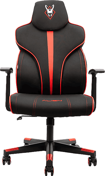 Silla gaming - Woxter Station Alien v2.0, Hasta 150 kg, Reposabrazos Fijos, Ruedas Antiarañazos, Rojo