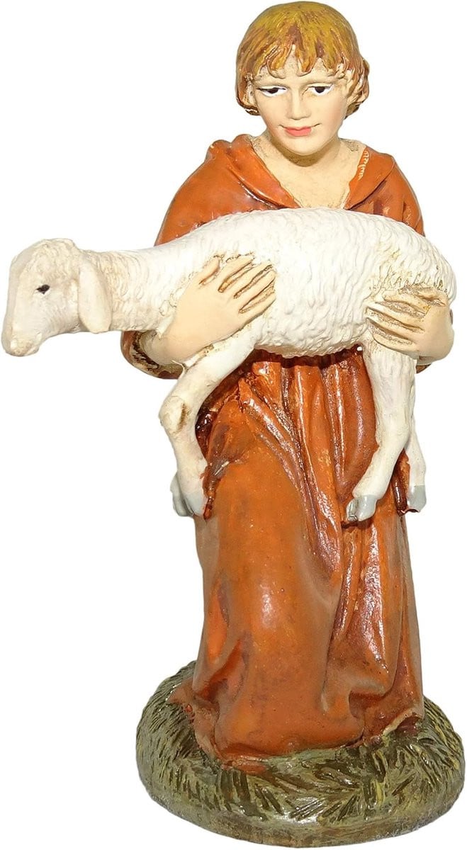 Herder Beeldje met Schaap Decoratie voor een Tafeellandschap - Meerkleurig