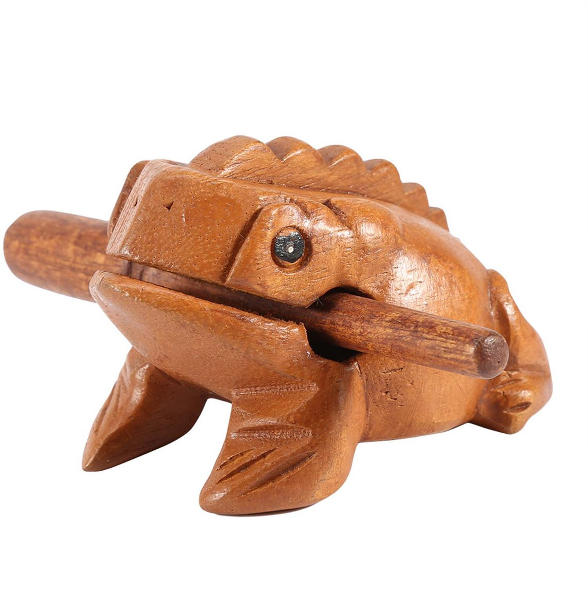 Houten Kikker Decoratie voor Geluk - Hoogte: 6,5 cm