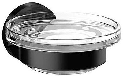 Emco Round Seifenhalter 433013300 schwarz, Schale Kristallglas klar, in Halter