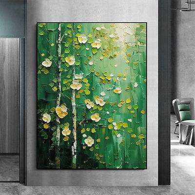 handgemachtes Original Ölgemälde „Grüner Wald" auf Leinwand, abstrakter Baum, Landschaftsgestaltung, Wanddekoration, Wohnzimmer, Wohndekor mit Keilrahmen/ohne Innenrahmen