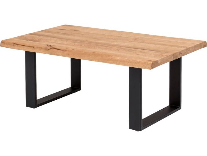 Couchtisch HOME AFFAIRE Tristan , beige (natur, schwarz, natur), B:115cm H:45cm T:70cm, Tische, Couchtisch, aus Massivholz Eiche mit Baumkante