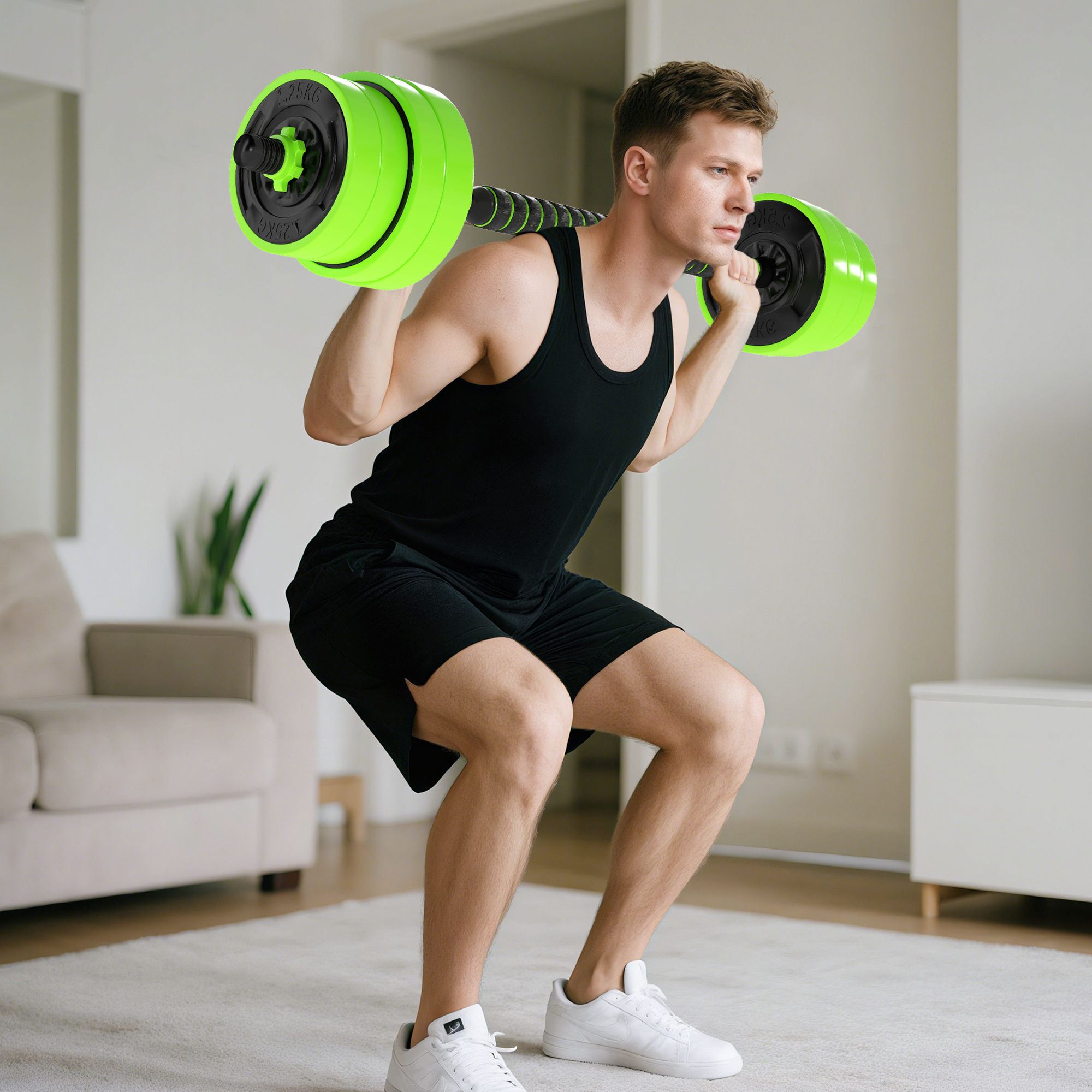 Sportnow Set di Manubri Regolabili 4 in 1 da 30 kg, utilizzabili come Kettlebell, Bilanciere, Manubri e Supporto per Flessioni    Aosom Italy