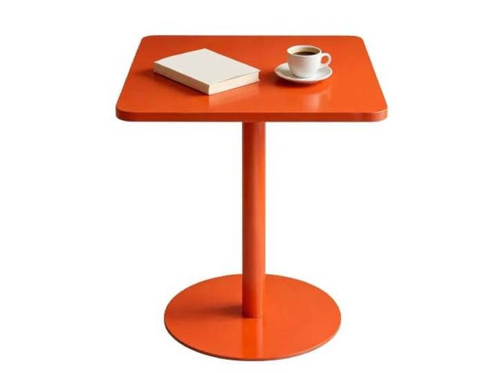 Yopappol Leuchtender Orangefarbener Quadratischer Bistro-Sockeltisch, Wasserdichter Café-Beistelltisch Aus Metall, Kleine Esstische Für Cafés, Milchtee-Ladenfenstersitze(70x70x73cm)