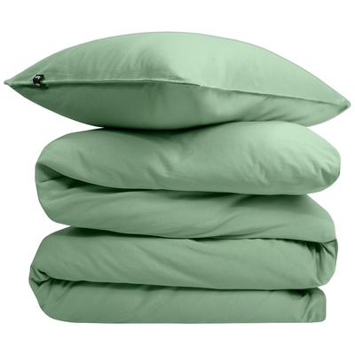 Bettwäsche SCHLAFGUT "Woven Satin Bettwäscheset", grün mid, B/L: 135cm x 200cm, 1 Stk., 1 Stk., Satin, B/L: 40cm x 80cm, 2, Satin, Obermaterial: 100% Baumwolle, Bettwäsche, Bettwäsche, Ton-in-Ton, besonders dicht gewebt, unsichtbarer Reißverschluss