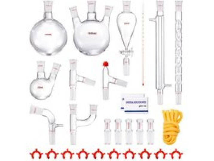 VEVOR Labor-Destillationsset, 3,3-Boro-Laborglas-Destillationsset mit 24- und 40-Verbindungen, 1000-ml-Destillationsgeräte-Set für Ätherische Öle, 29-teiliges Set mit Glaswaren