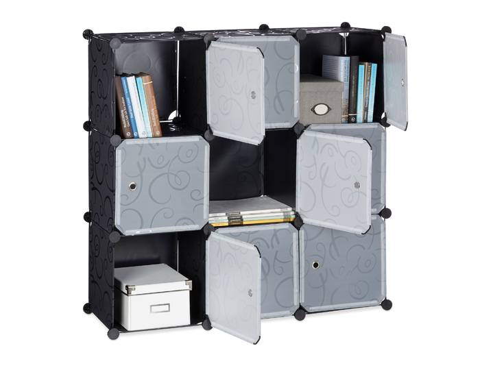 Regalsystem mit Türen Schwarz-Transparent