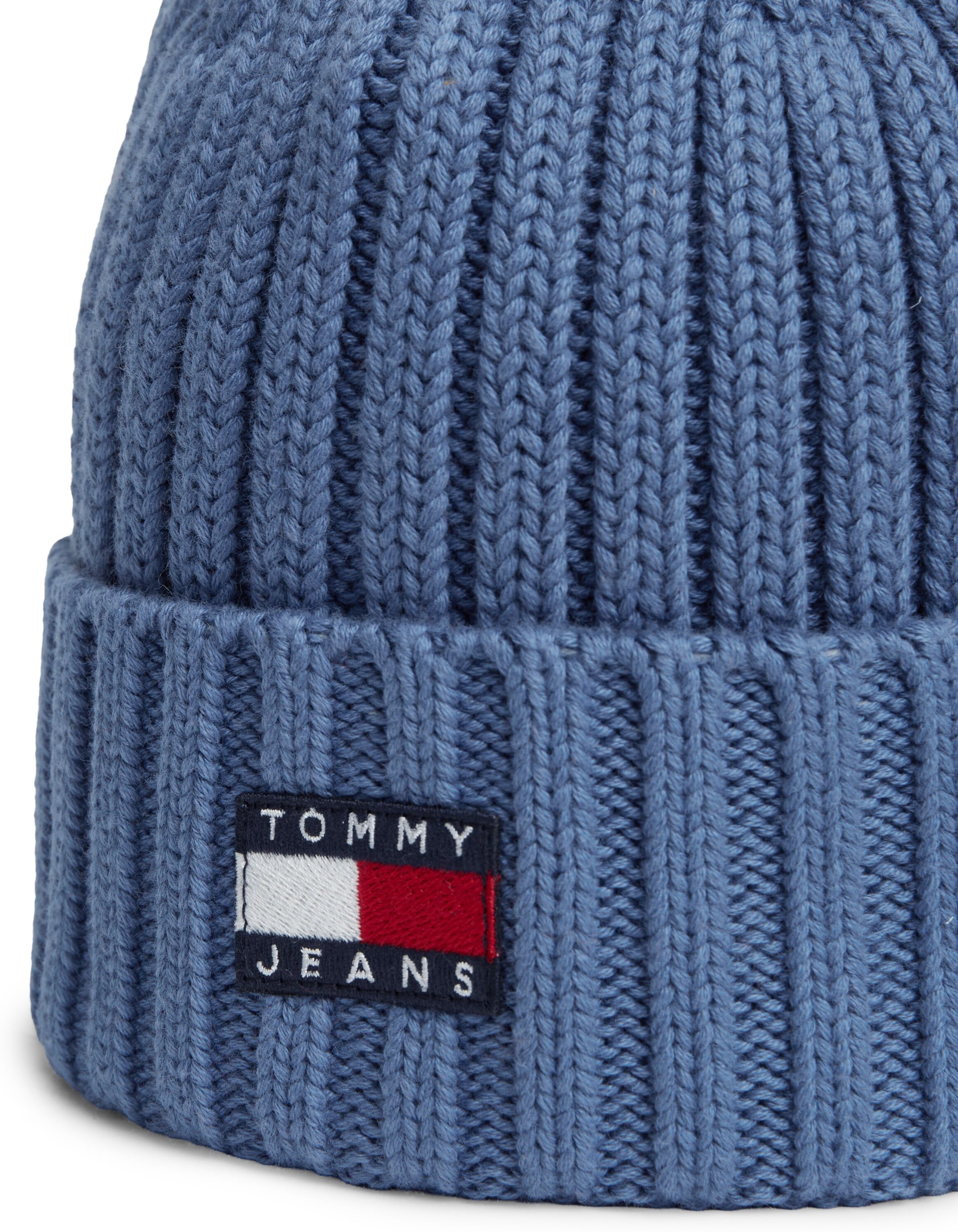 Beanie TOMMY JEANS "TJW HERITAGE CORE", blau (misty lazuli), Strick, Baumwolle, Mützen Beanie misty lazuli Einheitsgröße