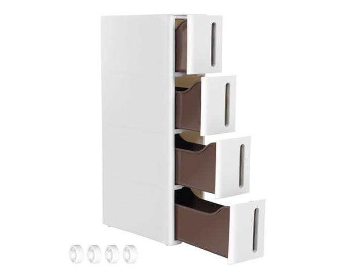 SONGMICS Nischenregal mit Rollen, 4 Schubladen, 17,3 x 45,2 x 84 cm