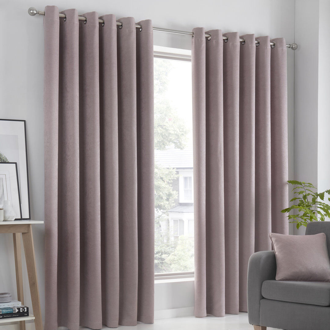 Fusion Room Darkening Curtain Pair Pink Width 229 x Drop 275 cm