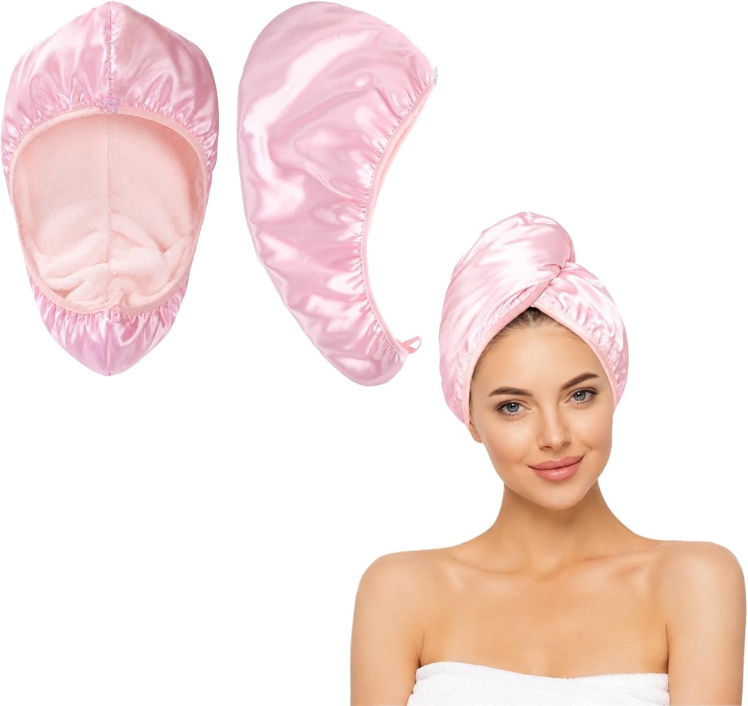 ShopVlot Microfiber Haarhanddoek Wrap Dubbellaags - Roze