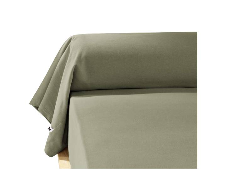 Taie de traversin flanelle kaki 85x185