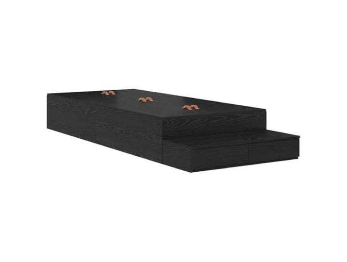 PUGYNBK Lagerbett, Eiche, Schwarz, 90 cm, technisches Holz Massives Kiefernholz, integrierte Schubladen, ohne Lattenrost, feuchtes Tuch, modernes Schlafzimmer