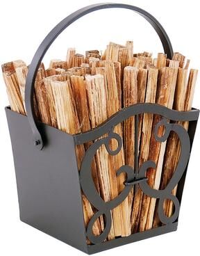 Achla Designs Cypher Elegant Fatwood Caddy w/Fatwood Included, 10.5 Inch Tall, Graphite Finish