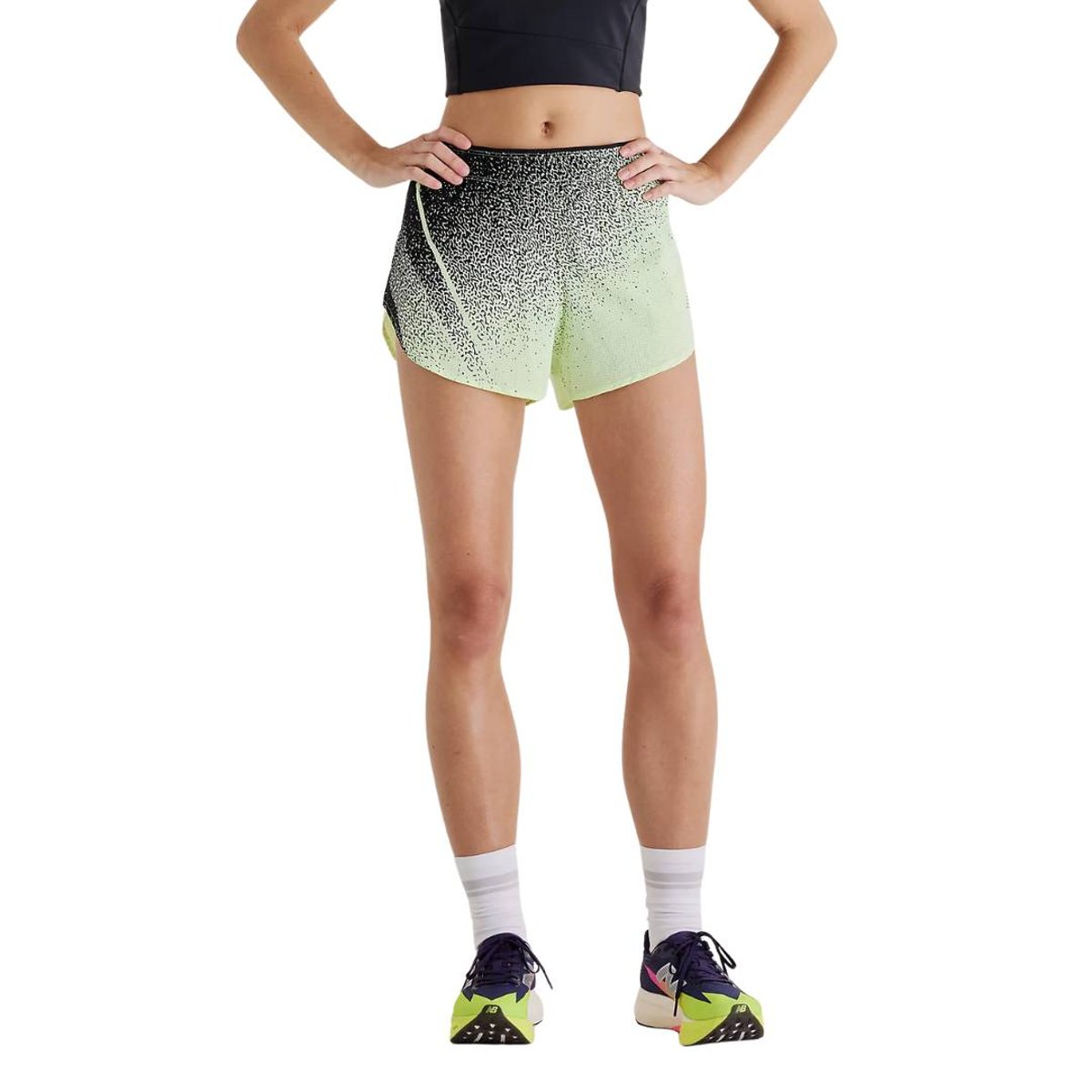 Calção Curto New Balance Race Day Ultra Light 3" Verde Preto Mulher, Tamanho L Mulher