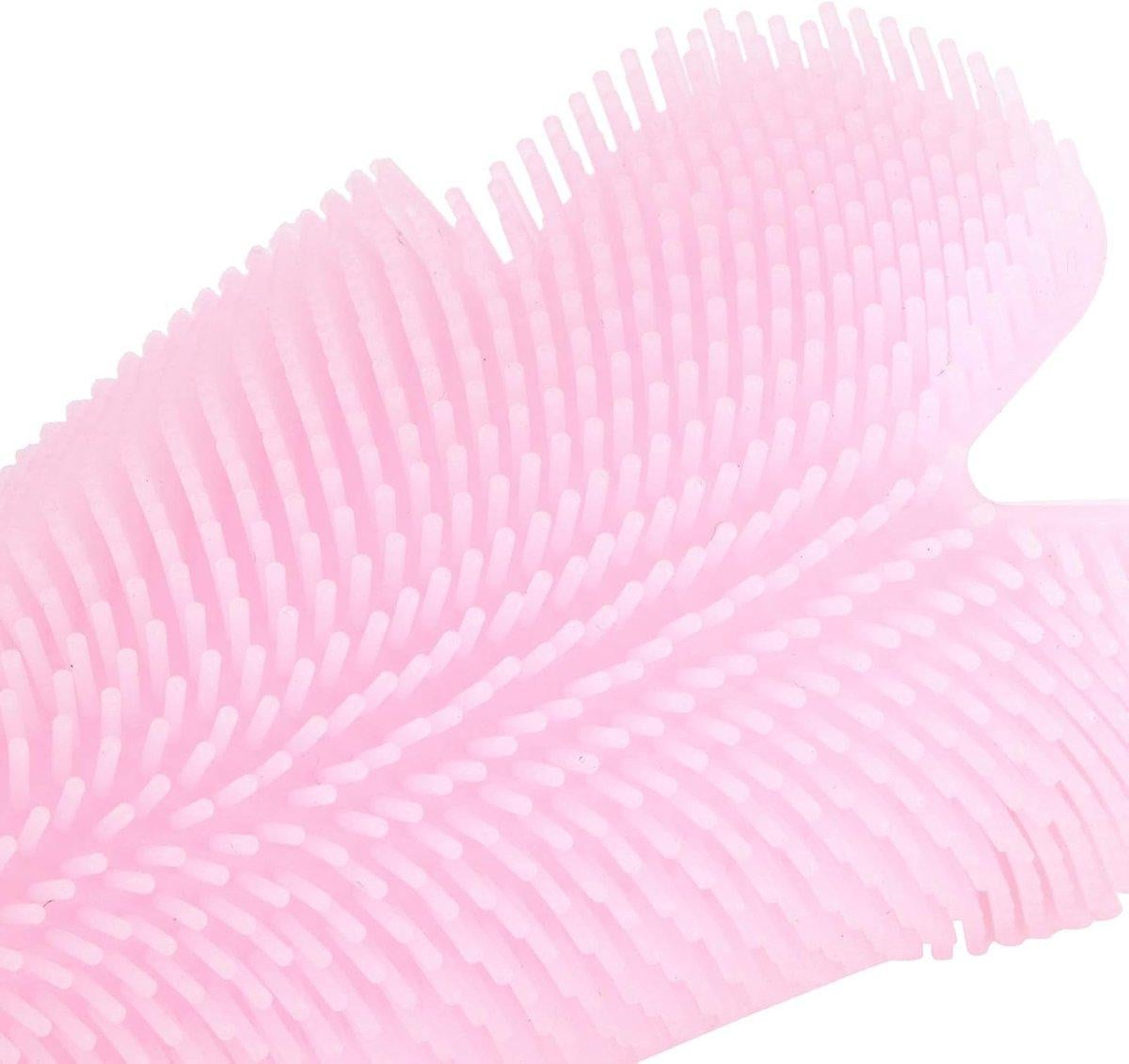 Dailygoods Reinigingsborstel in bloemvorm - Roze - Wandmontabel