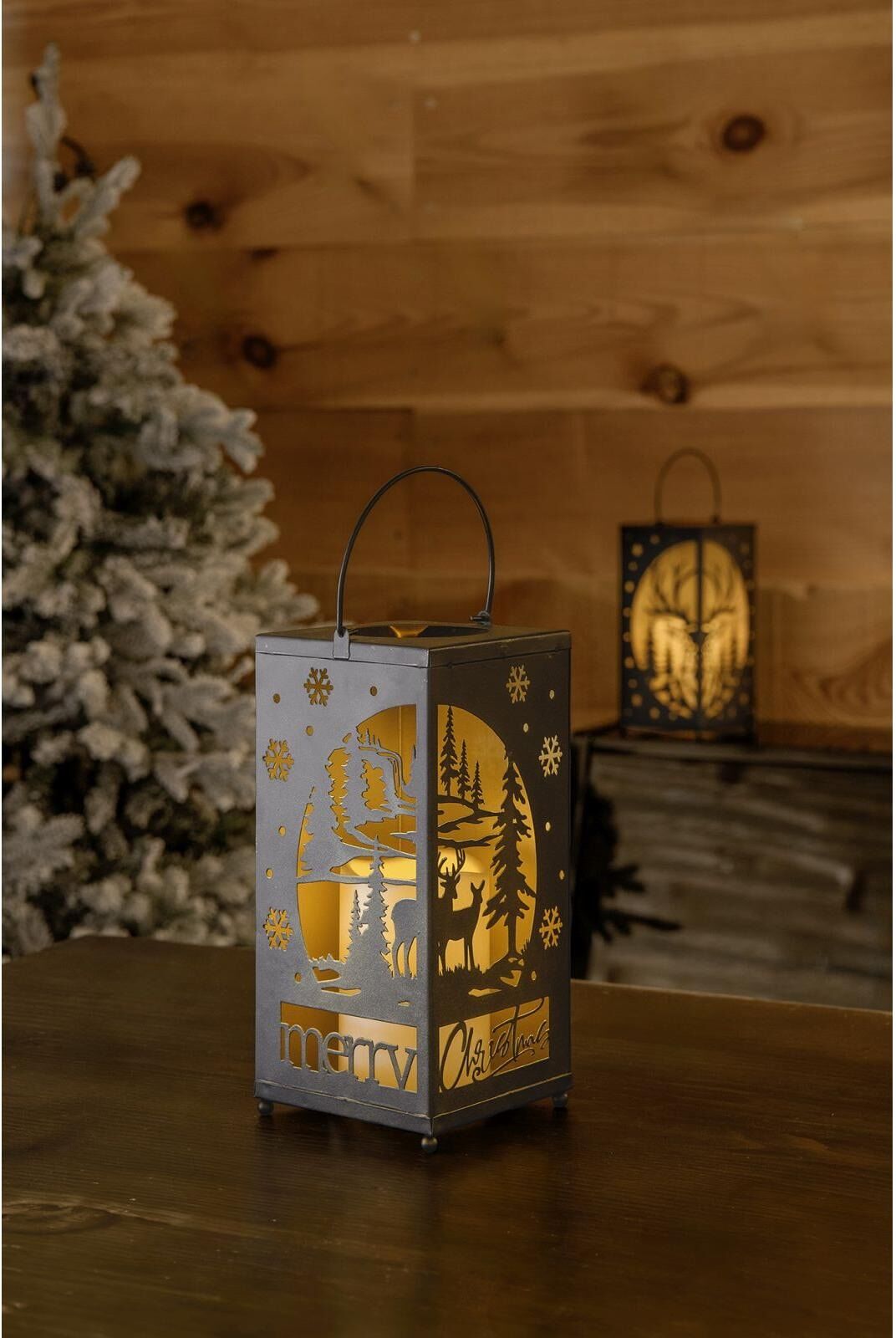 STT LED Laterne "Kerze Xmas 24 cm", schwarz, H: 24cm, 1 Stk., Leuchten, LED Laterne schwarz H: 24cm, 1 Stk.
