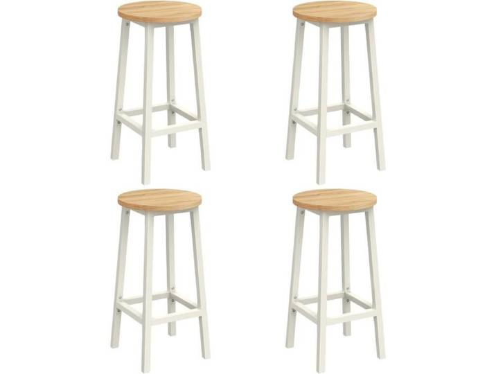 Tabouret de Bar - VASAGLE - Lot de 4 - Beige Chêne - Blanc - Siège Haut - Cadre en Métal