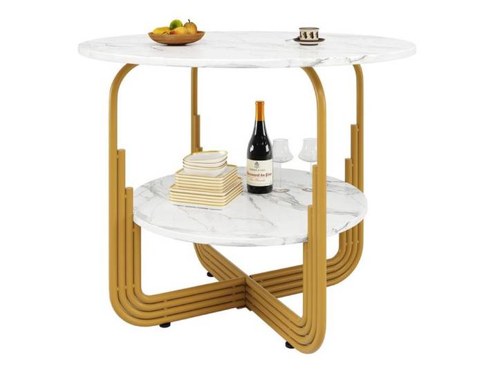 Table à manger ronde table de cuisine/table basse petit plateau rond central dessus en marbre MDF