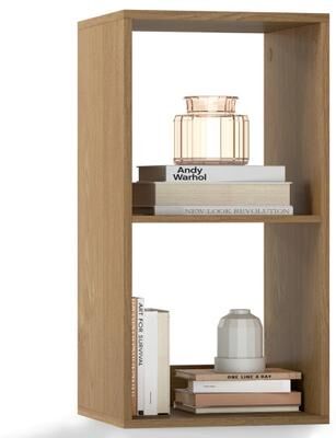Costway 2 Cube Bookshelf with Back Guardrail for Living Room Bedroom-Natural