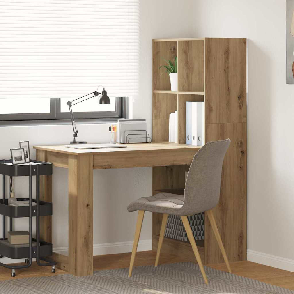Latitude Run Desk With Shelf 122 X 67 X 145 Cm Engineered Wood Artisan Oak 145cm H X 122cm W X 67cm D