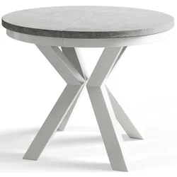 ESSZIMMERTISCH LOFT, ausziehbarer Tisch 120 cm/200 cm, Farbe: Grau, mit Metallbeinen in Farbe Weiß