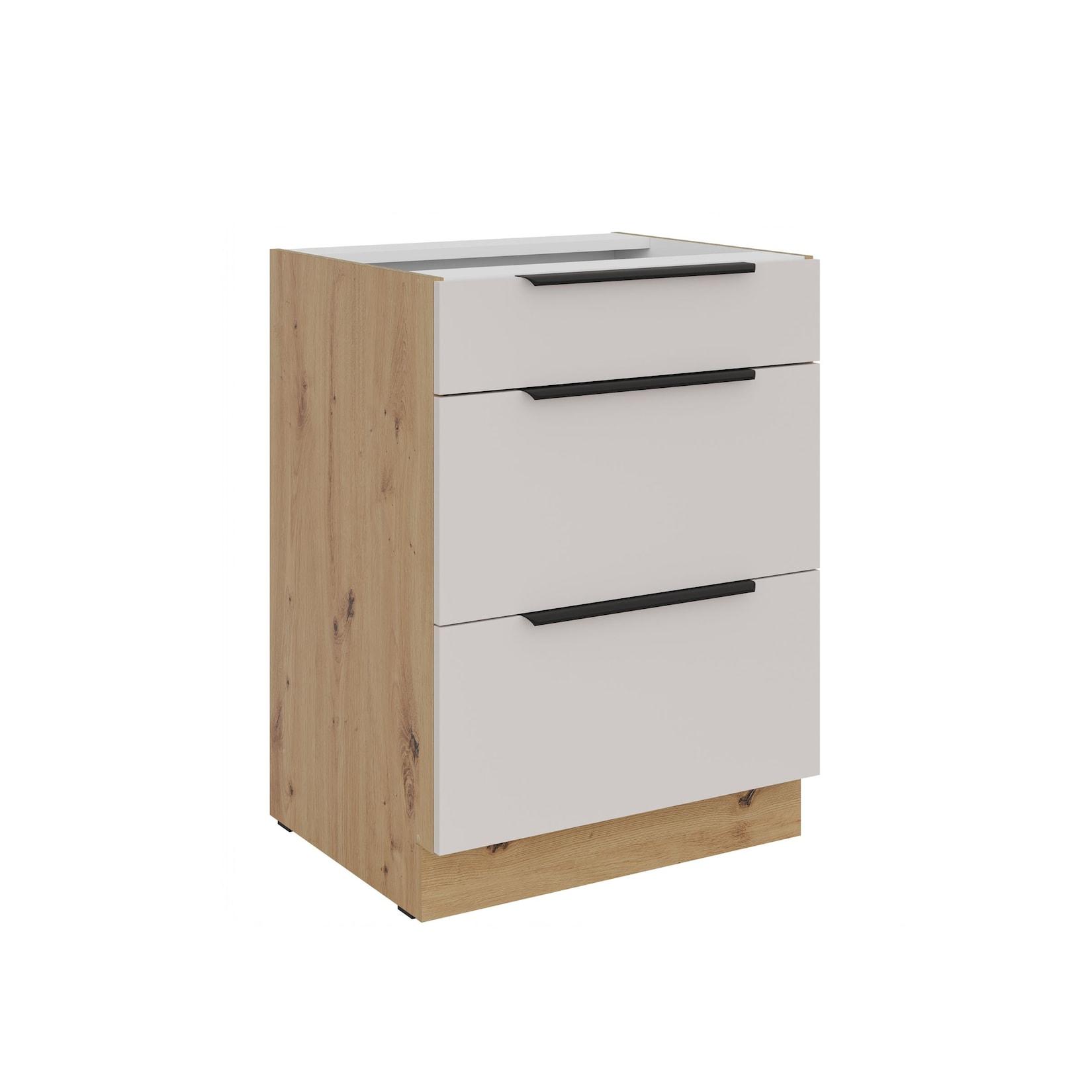 Küchen Unterschrank 60 cm Küche SOLANO Kaschmir beige Soft-Close Küchenzeile