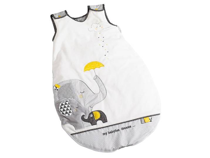 Gigoteuse bébé 0-4 mois en velours blanc motif éléphant - BABYFAN - SAUTHON