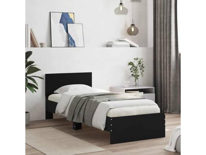 Holzwerkstoff Stabilität Schlafzimmer Bettgestell Schwarz 75x190 cm Bettgestell mit Kopfteil Schwarz 75x190 cm Holzwerkstoff Stabil Schlafzimmer Möbel Ohne Matratze Lattenrost