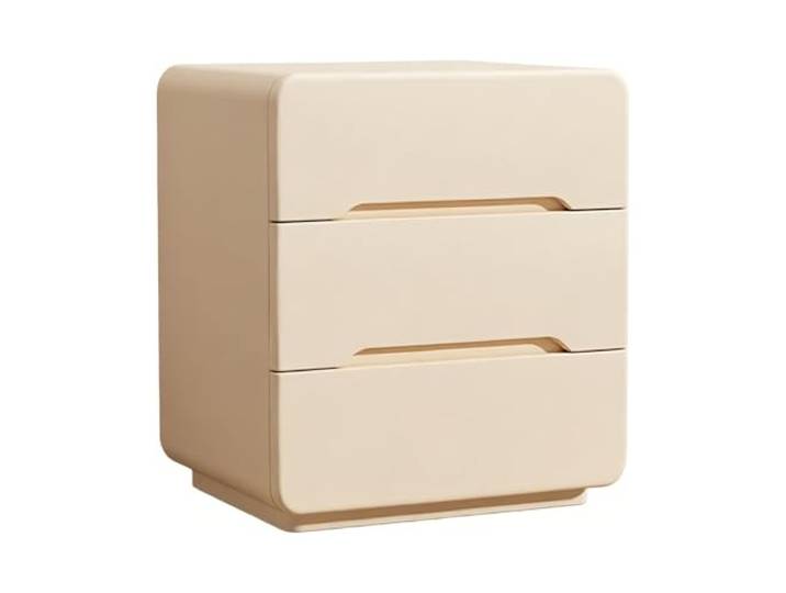 Kx9Lb8d Nachttische Rectangular Nightstand with 3 Storage Drawers For Bedrooms Organization(Beige,Mittel)