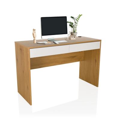 Schreibtisch BERGA 120x50x78 cm 2 Schubladen weiß/eiche hjh LIVING