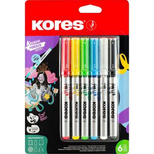 Kores Acrylstifte Liquid Ink, M25061, sortiert, Pinselspitze 1-5mm, 6 Stück