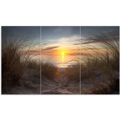 Wallario Herdabdeckplatte 80 x 52 cm (BxH), 2-teilig Sonnenuntergang am Strand
