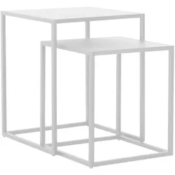 Helloshop26 - 2er-Set Satztische für das Wohnzimmer mattweißer Stahl