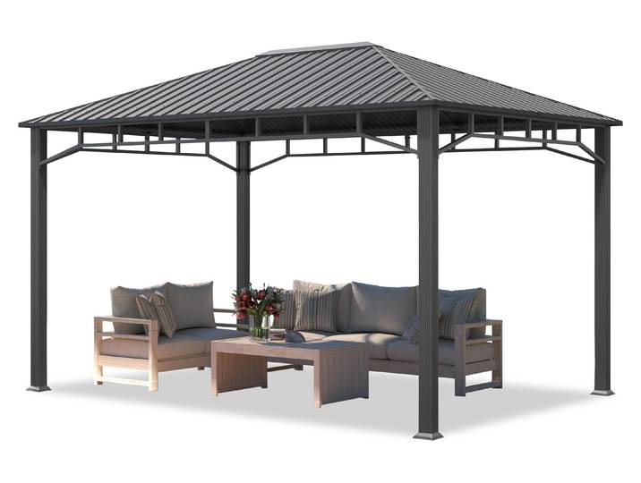 TOOLPORT Tonnelle de Jardin 3x4 m toit en acier\, sans parois latérales\, profilé env. 90x90 mm