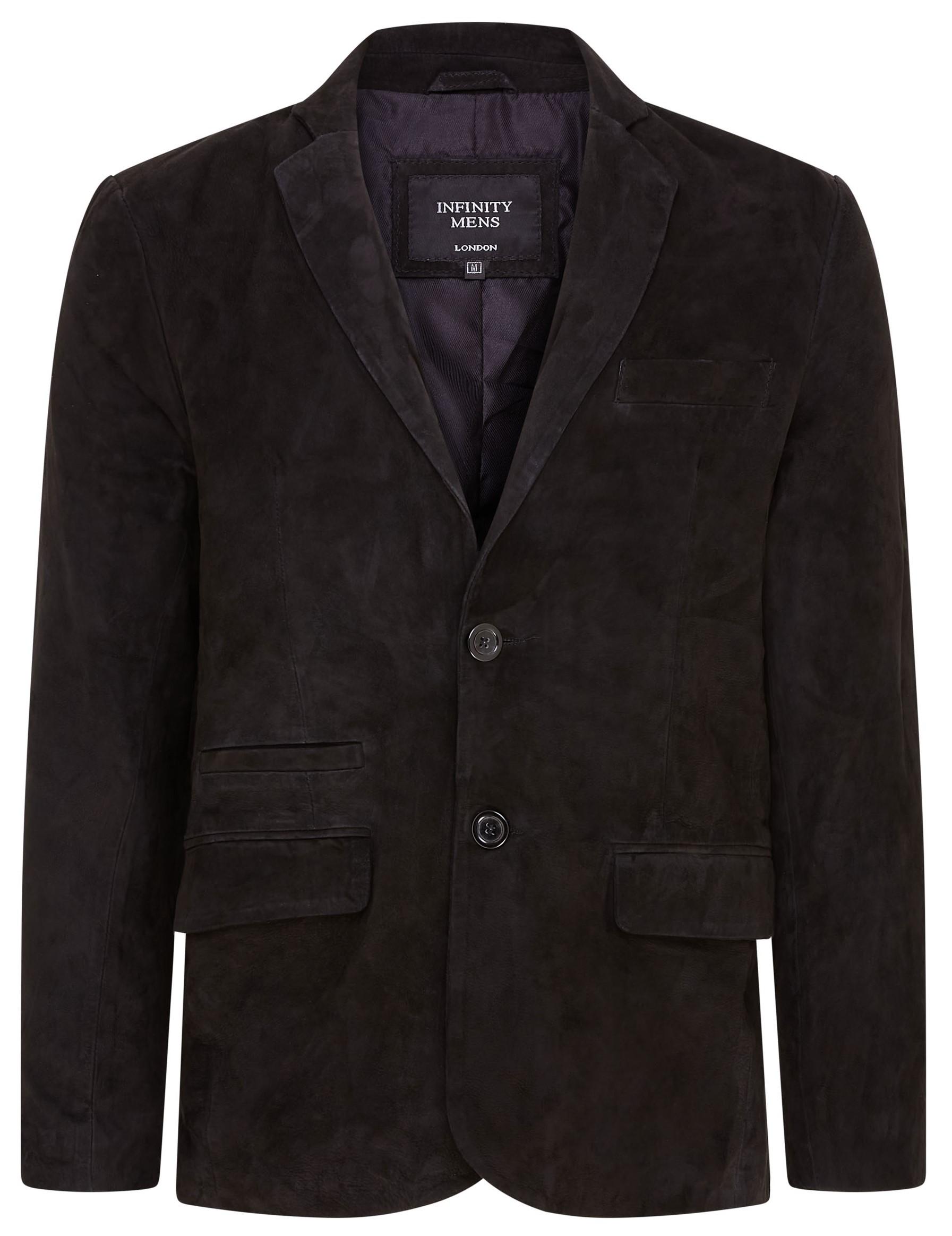 Schwarze schmale italienische Blazerjacke aus Ziegenwildleder für Herren - Somero