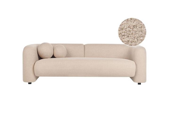 Canapé LEIREN Bouclé Beige 3 places