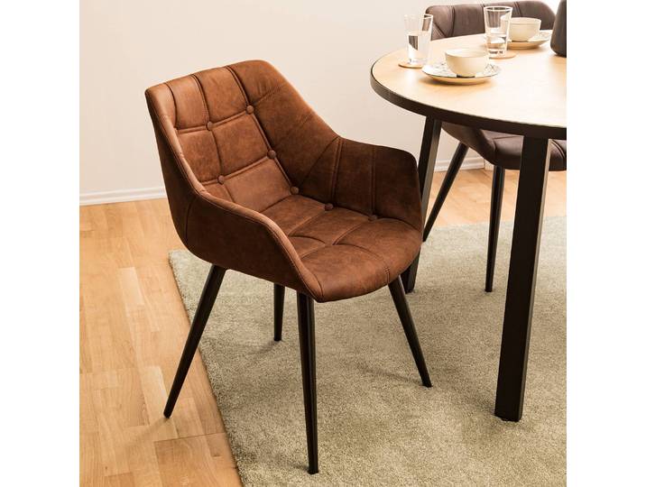 Chaise à accoudoirs Lamppi II 60 x 81 x 64cm Lot de 2 Marron/Cognac
