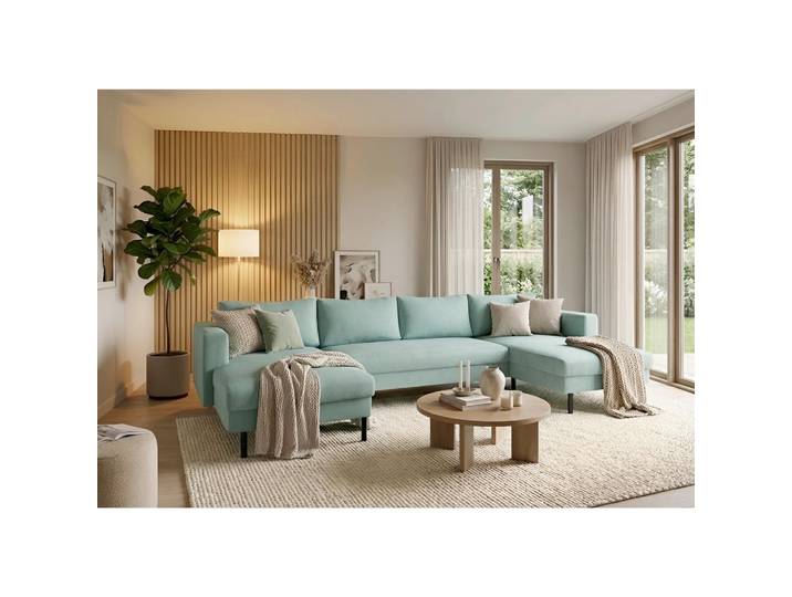 Trendmanufaktur Wohnlandschaft, Mintgrün, Metall, 6-Sitzer, U-Form, 306x161 cm, Rücken echt, Armteil links, rechts, Wohnzimmer, Sofas & Couches, Wohnlandschaften, Wohnlandschaft U-Form