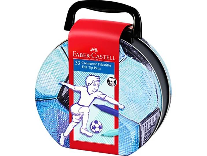 FABER-CASTELL - Viltstiften Connector voetbalkoffer, 33 kleuren
