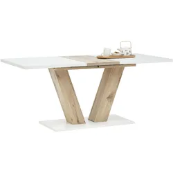 Ausziehtisch Hamm T Weiß/Eiche ca. 140-180x90x76cm