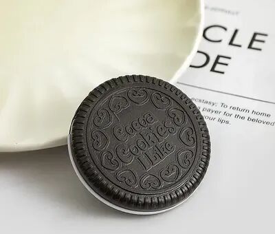 Fusion Finds Chocolate Cookie Pocket Makeup Mirror With Hidden Comb Travel Compact black